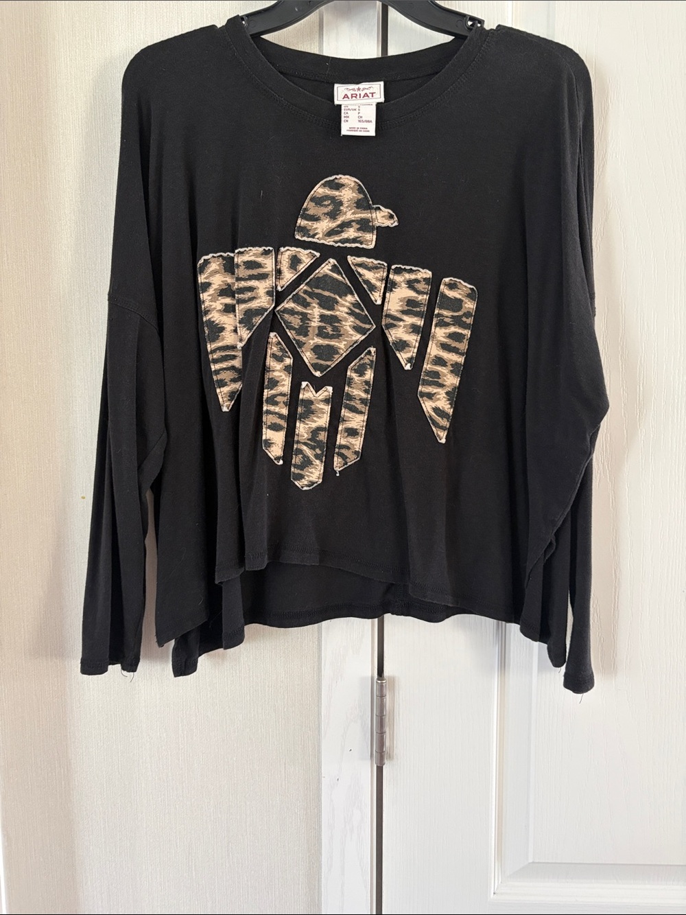 Ariat Black Long Sleeve Top with Leopard Patch Graphic